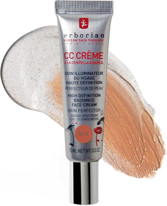Erborian Color Correcting CC Cream with Centella Asiatica, Fair (Clair) - Light Multi-Purpose Facial Concealer with Illuminating Finish Soothes & Hydrates - SPF Korean Skincare Skin Perfector - 0.5 Oz